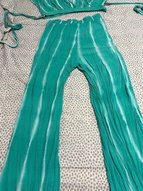 Fashion Nova Teal Tie-Dye Wide Leg Pants